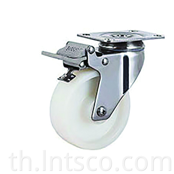 Medium Duty Stainless Steel White PP Brake Casters